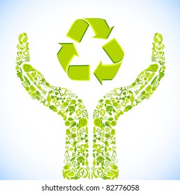 illustration of hand made of recycle symbol