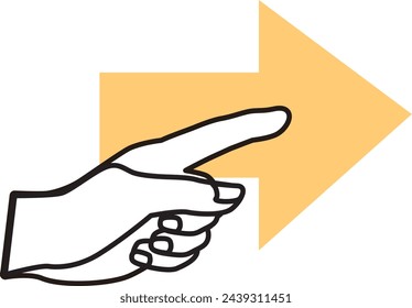 
Illustration of a hand making a gesture with an arrow