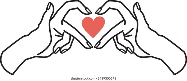 Illustration of a hand making a heart hand sign