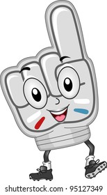 Illustration of a Hand Mascot with a Raised Index Finger
