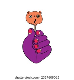 Illustration of hand with match. Vector illustration for your work Logo, t-shirt, stickers and etc.