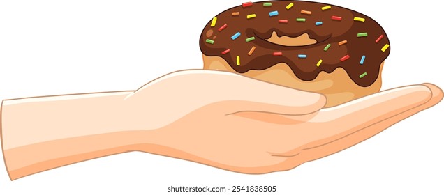 Illustration of a hand offering a donut