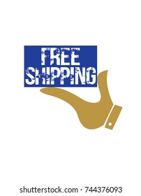 Illustration of a hand offering free shipping card