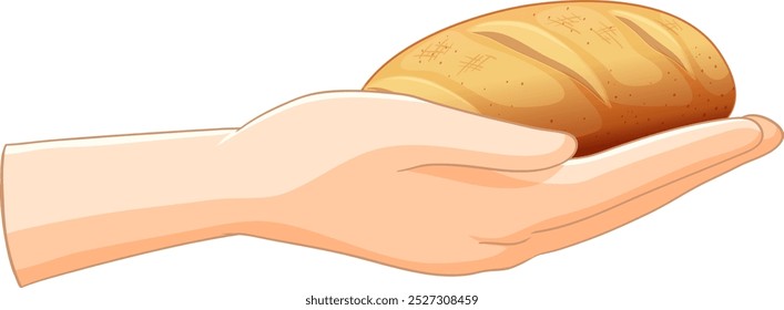 Illustration of a hand offering a loaf of bread