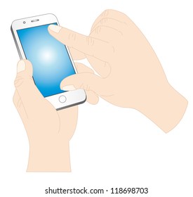 Illustration of a hand operating the smartphone