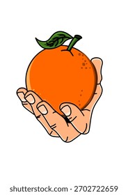 Abbildung einer Hand mit einer Orange