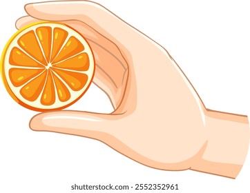 Illustration of a hand with an orange slice