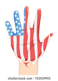 Illustration of a Hand Painted with the Flag of the United States as Memorial Day Activity