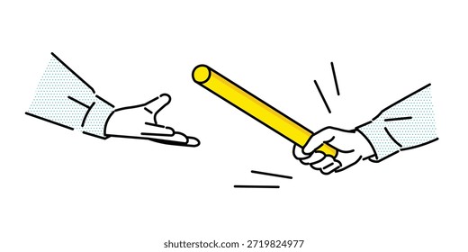 Ilustración de una mano que pasa un bastón a la próxima generación de jóvenes: Corporativa, Industrial, almacén, Transporte, icono de negocios