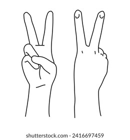 Illustration of a hand in a peace pose.