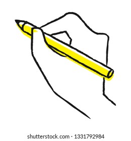 Illustration of a hand with a pen.
