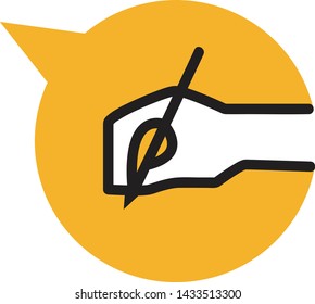 illustration of hand with pencil flat design