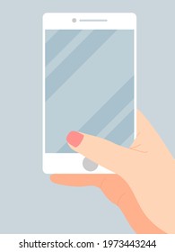 Illustration of a hand with a phone. Template for creating a design.