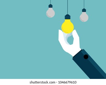illustration of hand pick up bulb idea