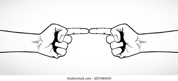 illustration of a hand pointing with the index finger, vectorized drawing