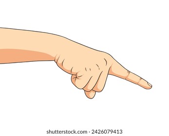 Illustration of hand pointing to the right isolated white background