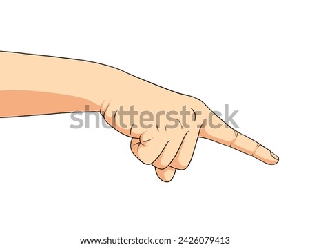 Illustration of hand pointing to the right isolated white background