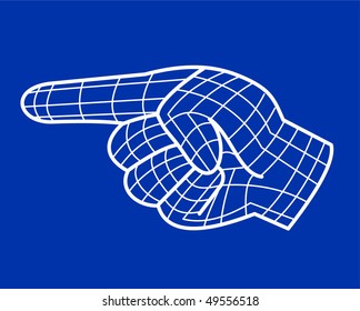 illustration of a hand pointing to the side done in line drawing style