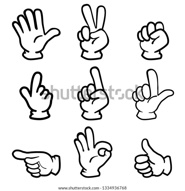 Illustration Hand Pose Illustration Set Various Stock Vector (Royalty ...