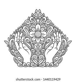 illustration hand praying with flower illustration