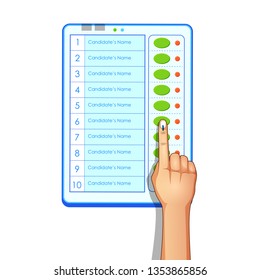 illustration of hand pressing Electronic Voting Machine in India illustration of hand pressing Electronic Voting Machine in India