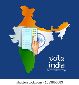 illustration of hand pressing Electronic Voting Machine in India