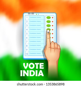 ilustración de la máquina de votación electrónica a mano en India