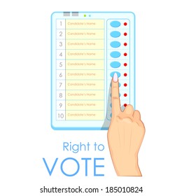 illustration of hand pressing Electronic Voting Machine in India