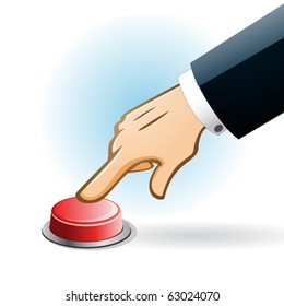 illustration hand pressing red button