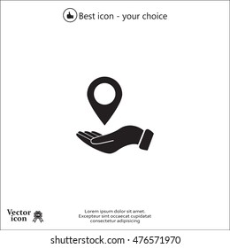 Illustration of hand protecting or giving a map mark