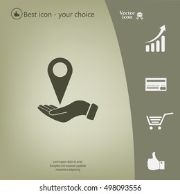 Illustration of hand protecting or giving a map mark