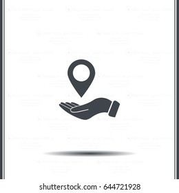 Illustration of hand protecting or giving a map mark