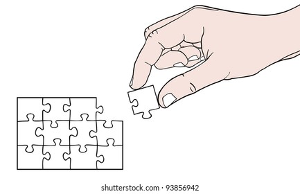 illustration of hand with puzzle