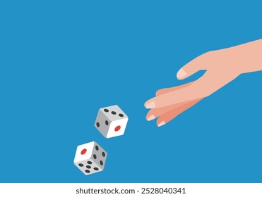 Illustration of a hand rolling dice