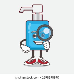 An illustration of Hand Sanitizer cartoon mascot character as Detective design