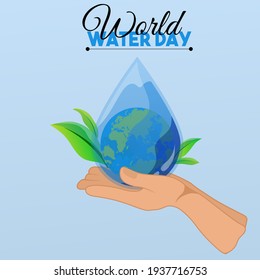 illustration Hand save planet, water and leaves, design good for element poster, banner campaign save our planet.