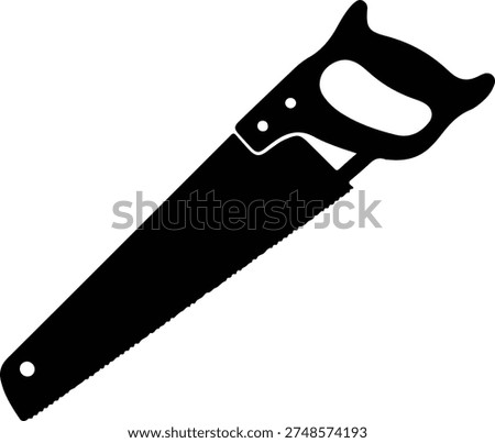 Illustration of a hand saw carpentry tool black silhouette vector