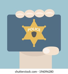 Illustration of hand showing a police badge