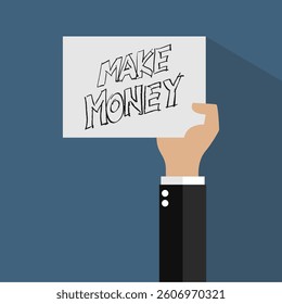 illustration of hand showing the words make money