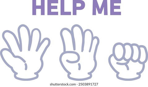 Illustration of hand sign asking for help