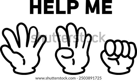 Illustration of hand sign asking for help