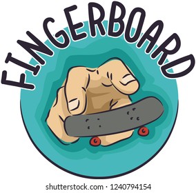 Illustration of a Hand with a Small Board for Fingerboarding Icon