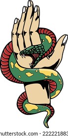 illustration hand and snake can use for logo and design tshirt