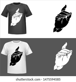 illustration of Hand, sticker,tshirt print, vector illustration