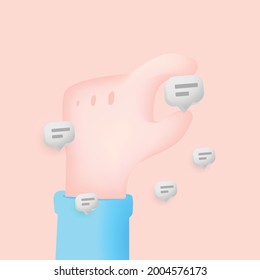 Illustration hand take icon comment design vector