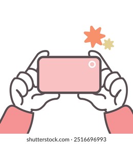 Illustration of a hand taking a picture with a smartphone