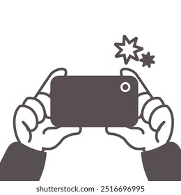 Illustration of a hand taking a picture with a smartphone