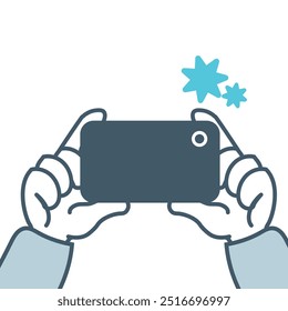 Illustration of a hand taking a picture with a smartphone