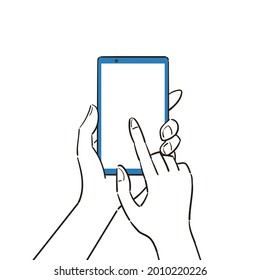 Illustration of a hand tapping a smartphone