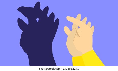 Illustration of a hand that makes a chicken play with shadows